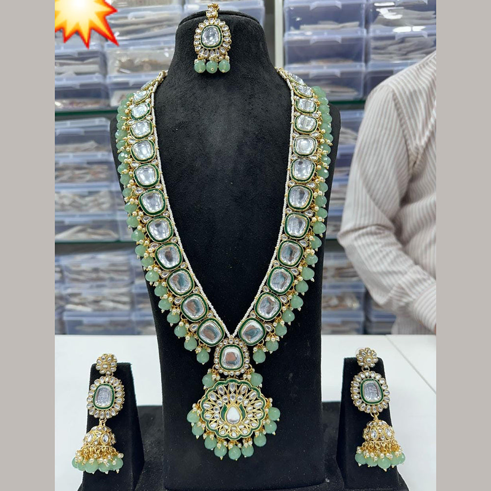 FS Collection Gold Plated Kundan Long Necklace Set