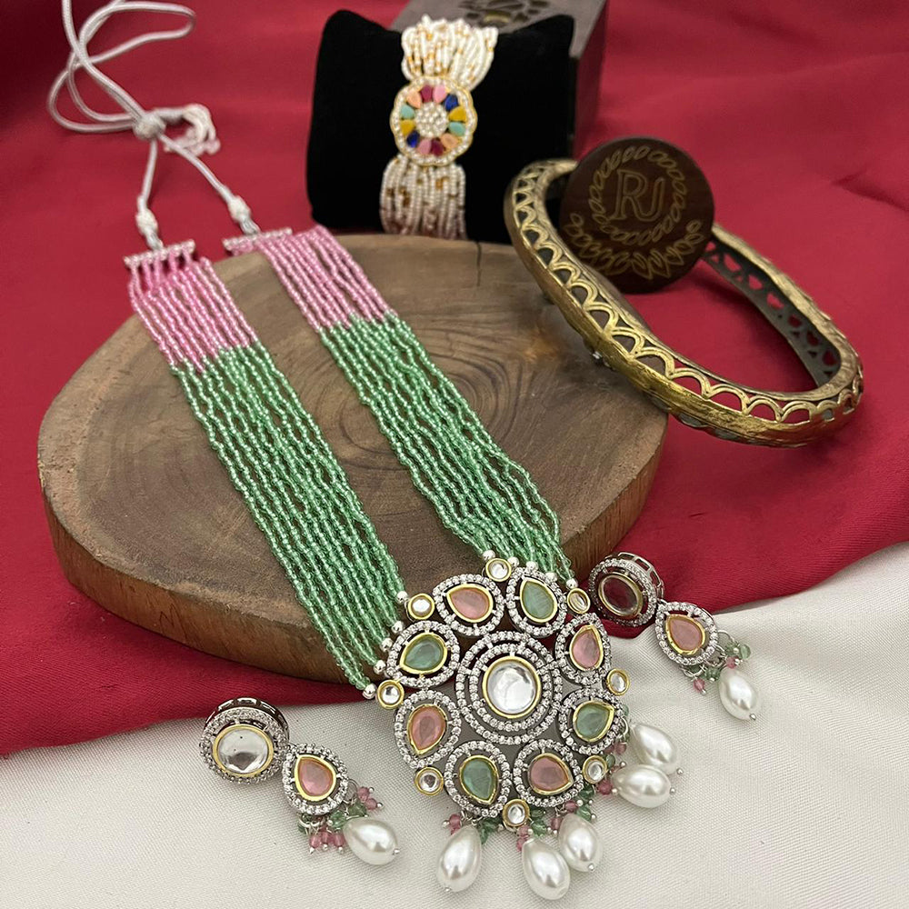 FS Collection Gold Plated Pearl Long Necklace Set