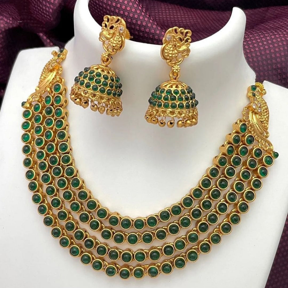 FS Collection Gold Plated Pota Stone Necklace Set
