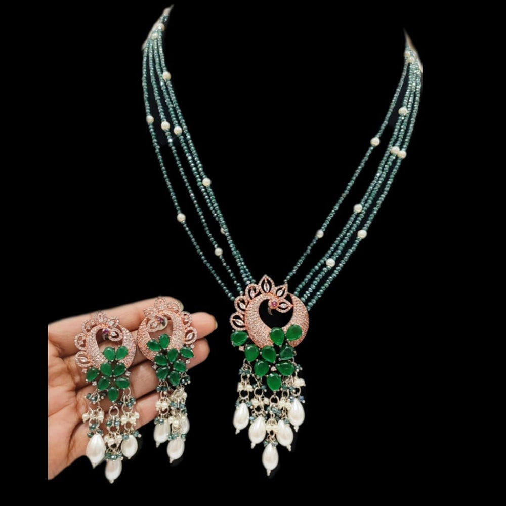 FS Collection Rose Gold Plated AD Necklace Set