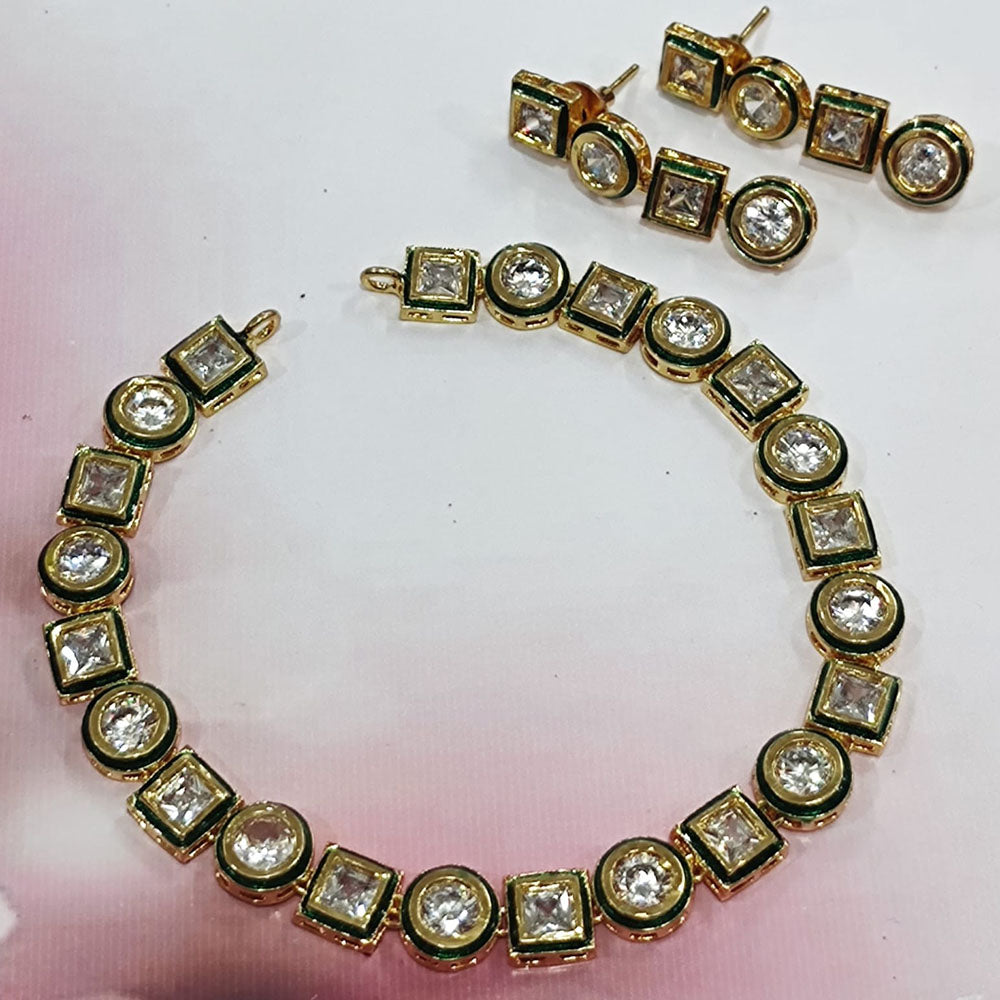 FS Collection Gold Plated Kundan Necklace Set