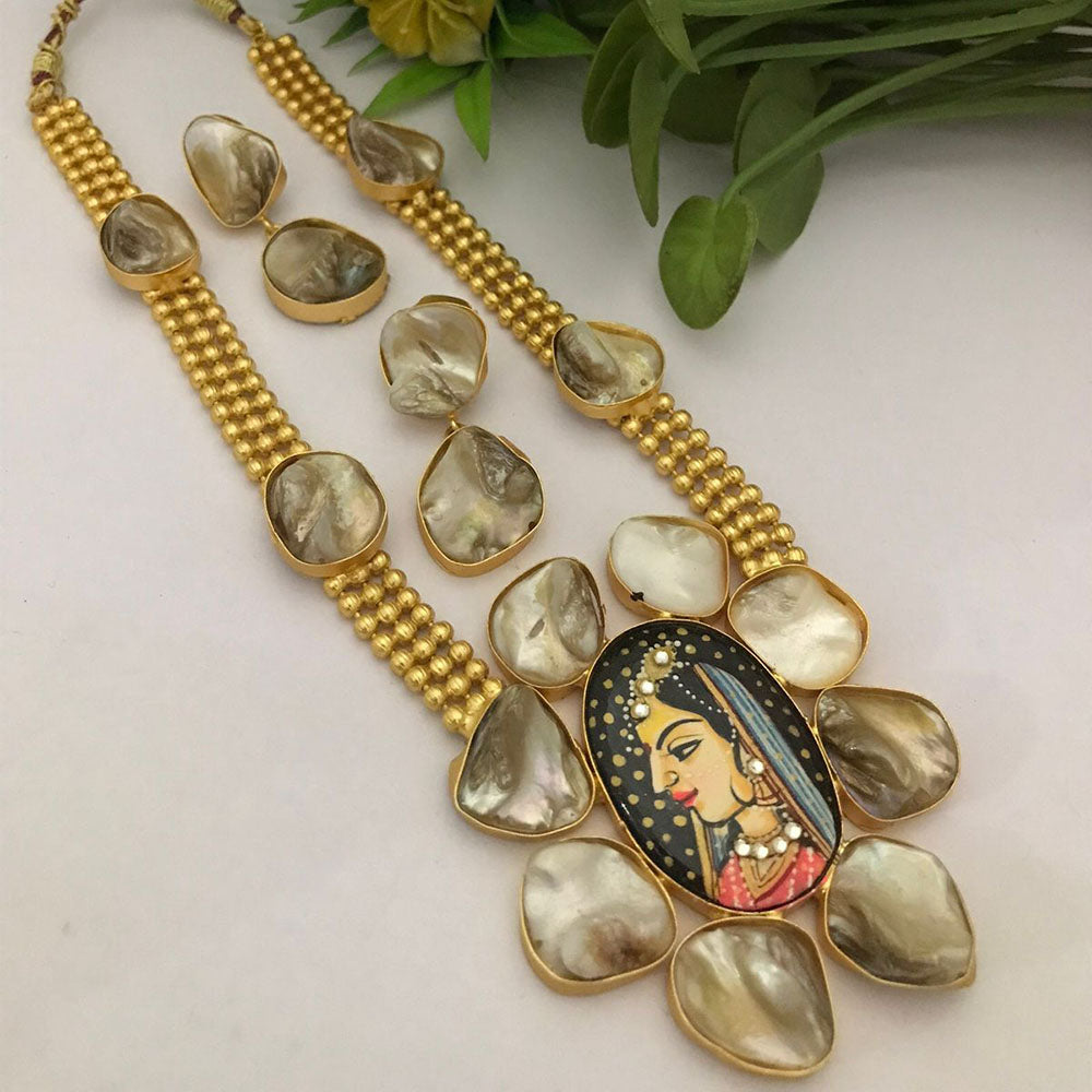 FS Collection Gold Plated Beads Long Necklace Set
