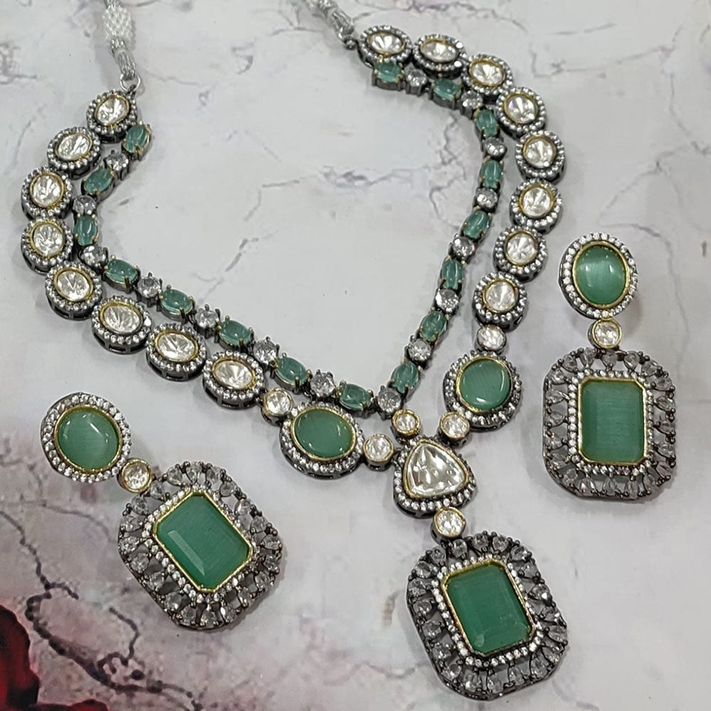 FS Collection 2 Tone Kundan Stone Necklace Set