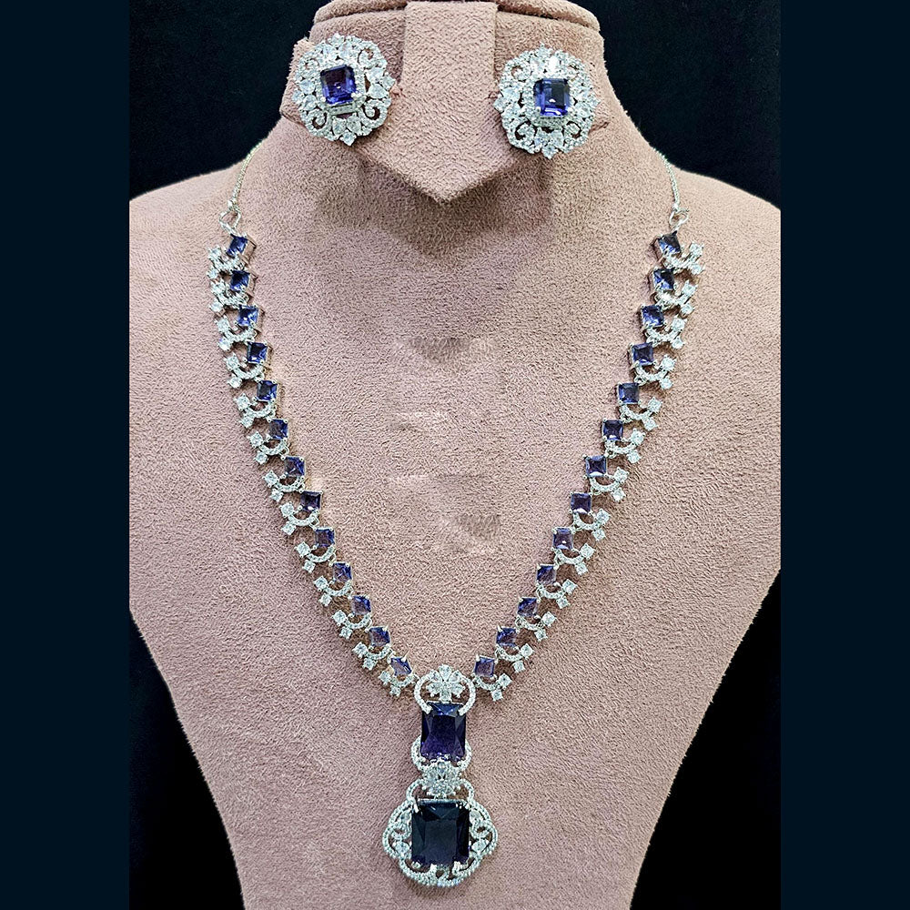 FS Collection Silver Plated AD Necklace Set