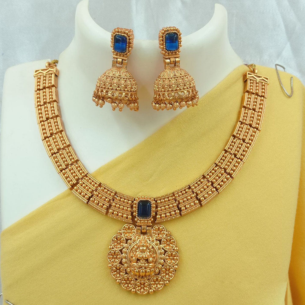 FS Collection Gold Plated Temple Necklace Set
