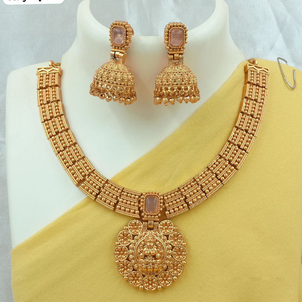 FS Collection Gold Plated Temple Necklace Set