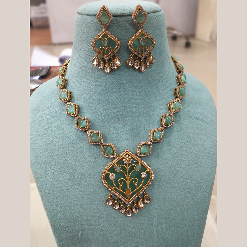 FS Collection Gold Plated Kundan Stone Necklace Set