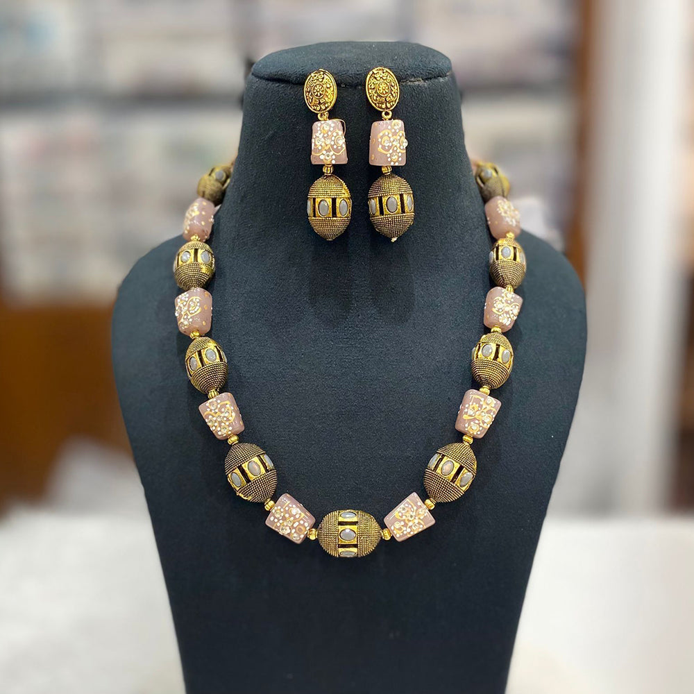 FS Collection Gold Plated Beads Necklace Set