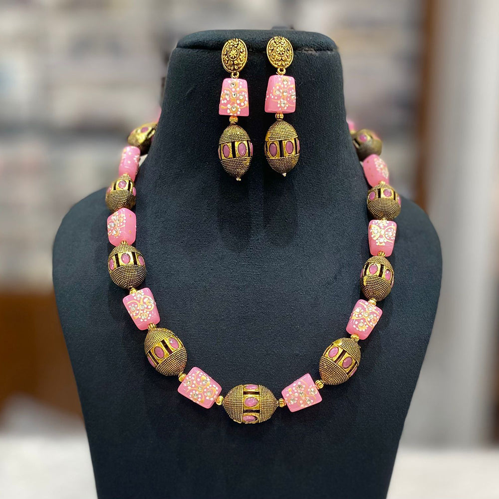 FS Collection Gold Plated Beads Necklace Set