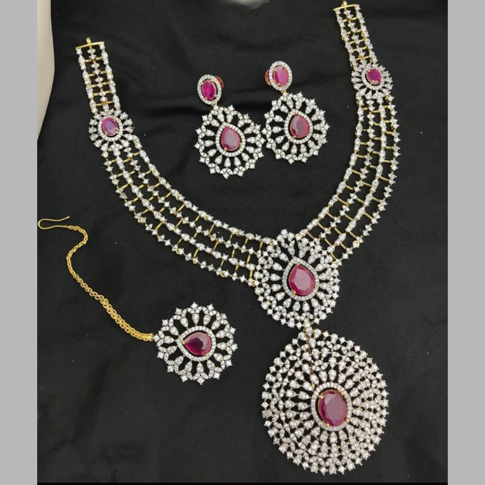 Fs Collection Gold Plated AD Necklace Set