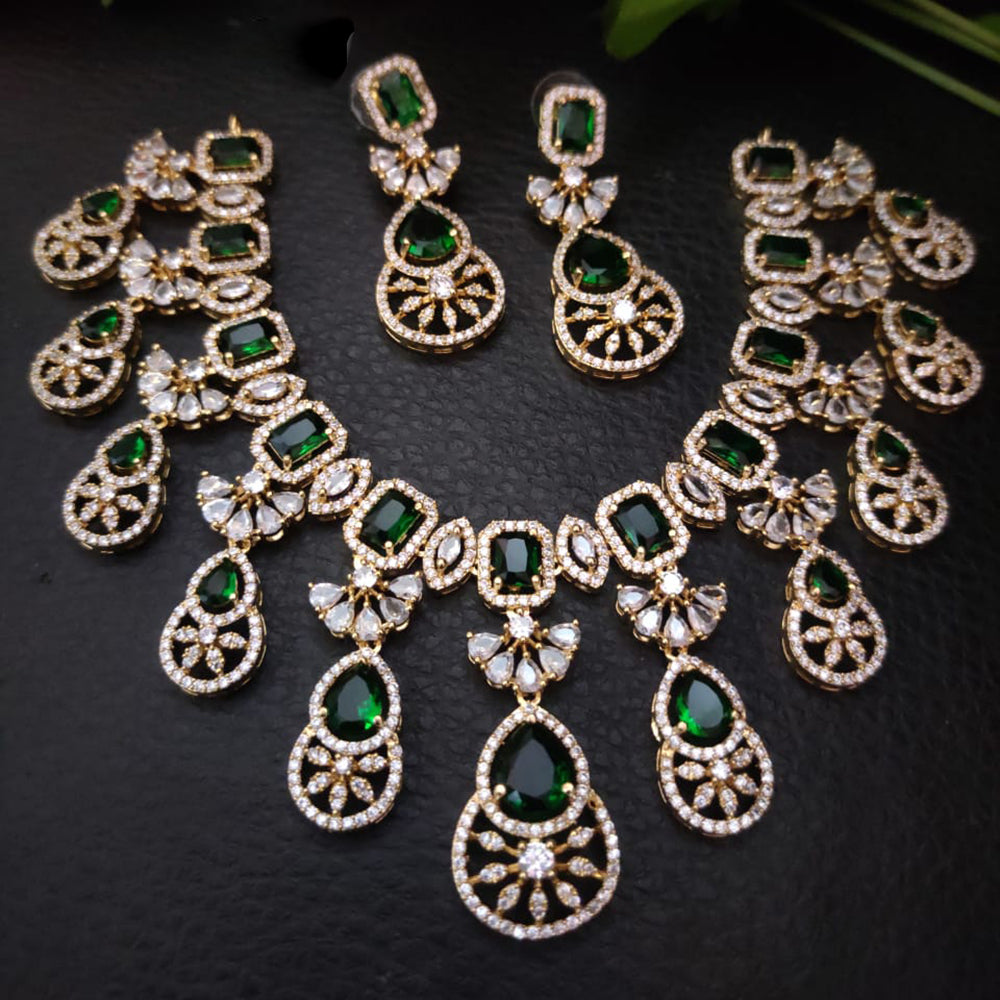 Fs Collection Gold Plated AD Necklace Set