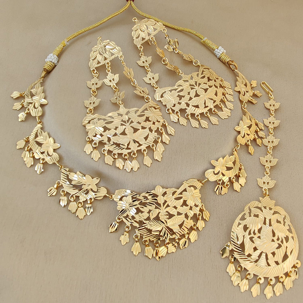 Fs Collection Gold Plated Necklace Set