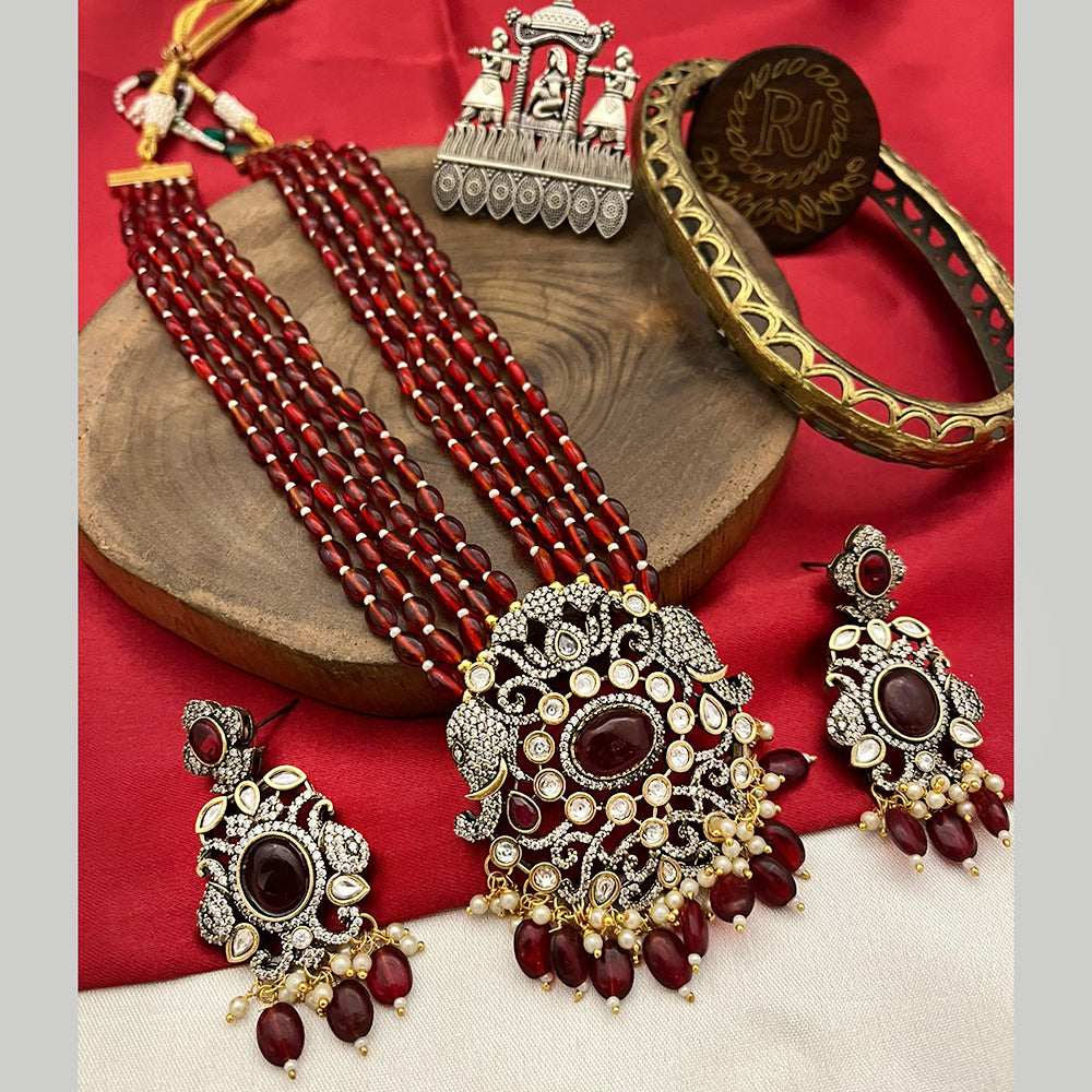 Fs Collection 2 Tone AD And Beads Necklace Set