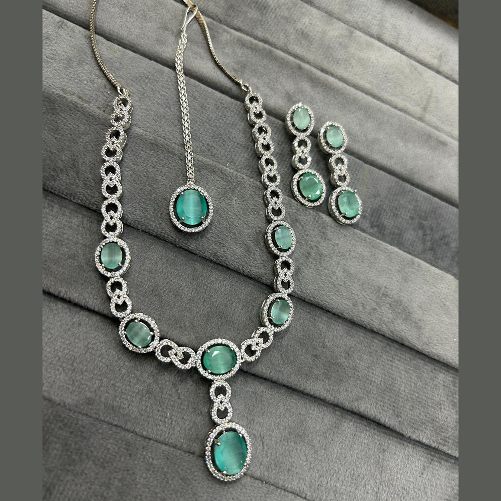 FS Collection Silver Plated AD Necklace Set