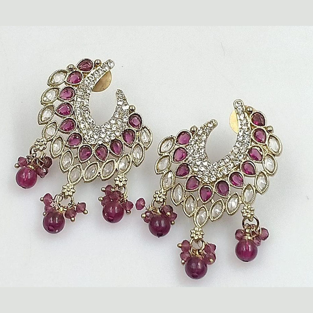 FS Collection Gold Plated Crystal Stone Dangler Earrings