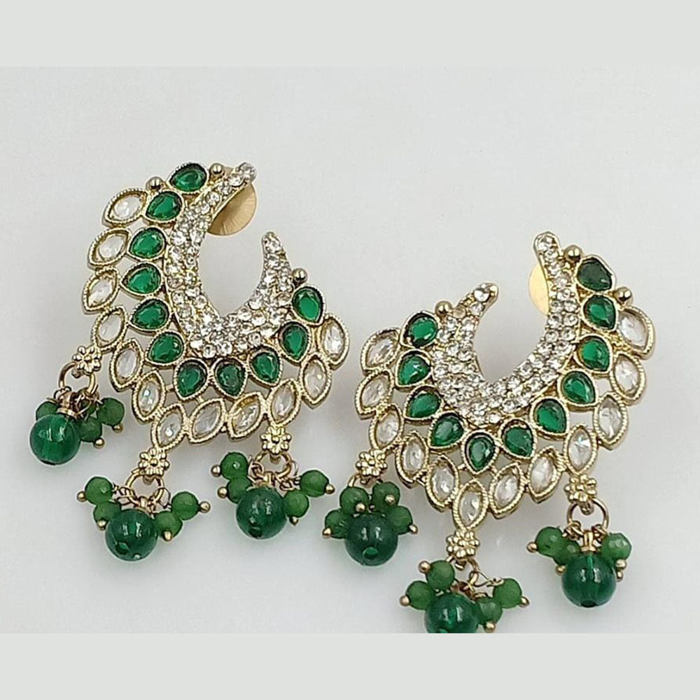 FS Collection Gold Plated Crystal Stone Dangler Earrings