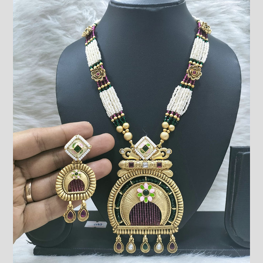 FS Collection Gold Plated Pearl Necklace Set
