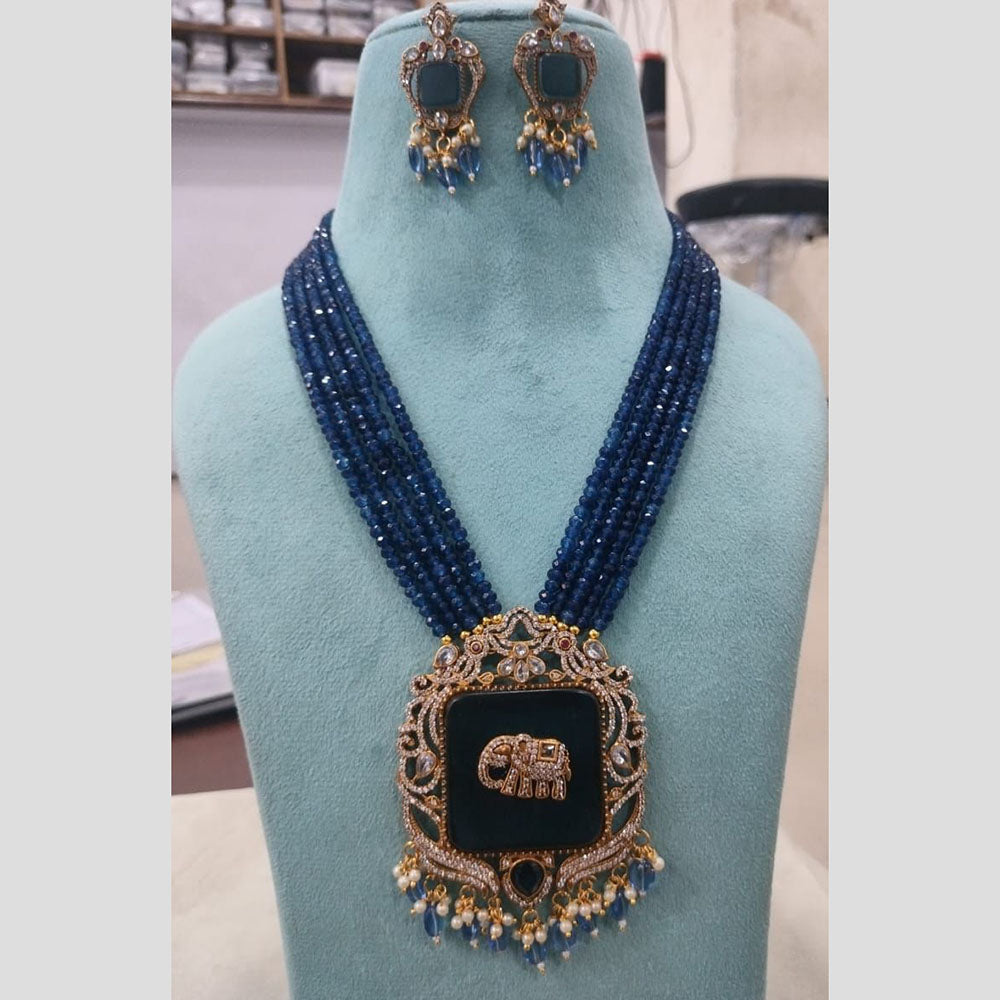 FS Collection Gold Plated Austrian Stone And Beads Necklace Set