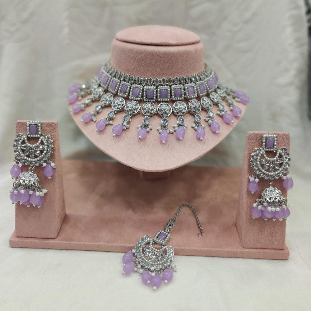 FS Collection Gold Plated Crystal Stone Choker Necklace Set