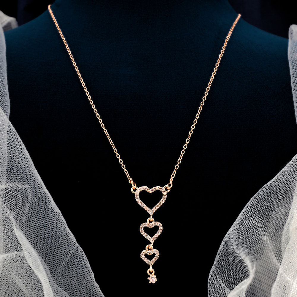 FS Collection Rose Gold Plated Austrian Stone Chain Pendant