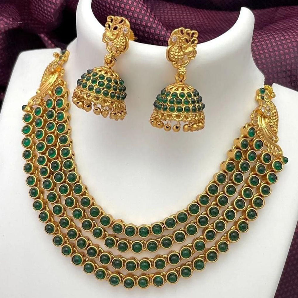 FS Collection Gold Plated Pota Stone Necklace Set