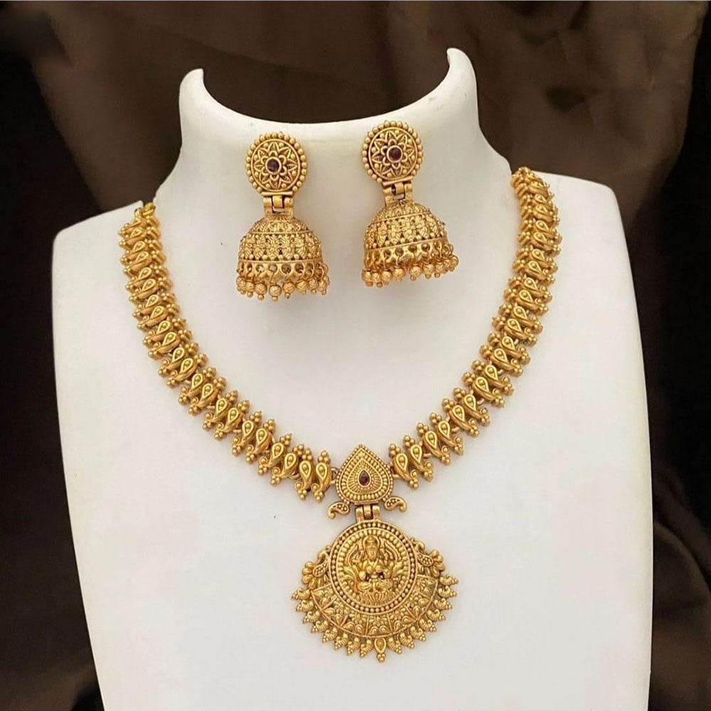 FS Collection Gold Plated Temple Necklace Set