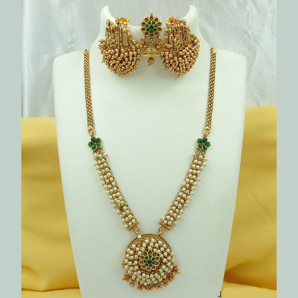 FS Collection Gold Plated Pota Stone and Pearl Necklace Set