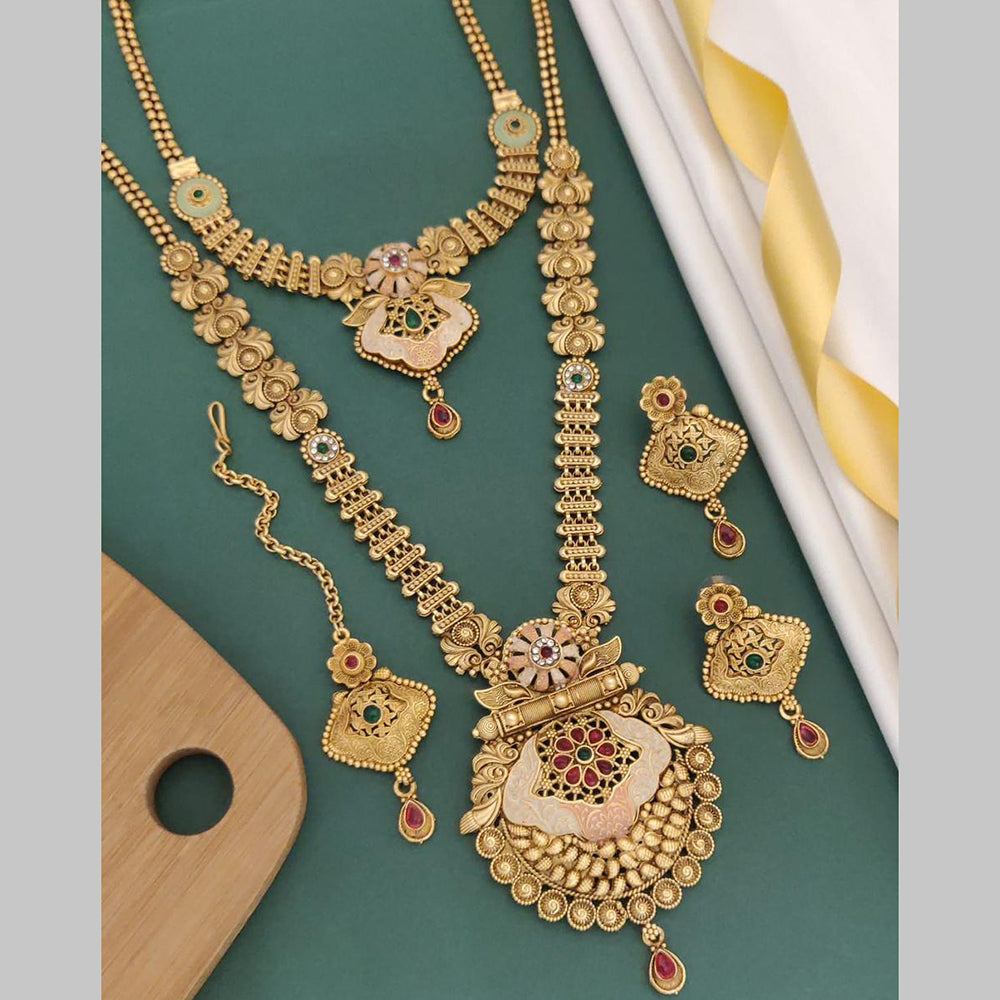 FS Collection Gold Plated Austrian Stone Necklace Combo Set