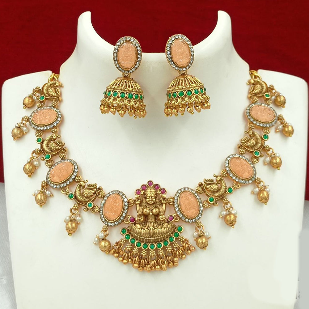 FS Collection Gold Plated Austrian Stone Temple Necklace Set