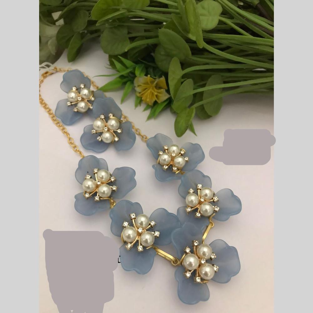 FS Collection Gold Plated Pearls Antique Necklace Set