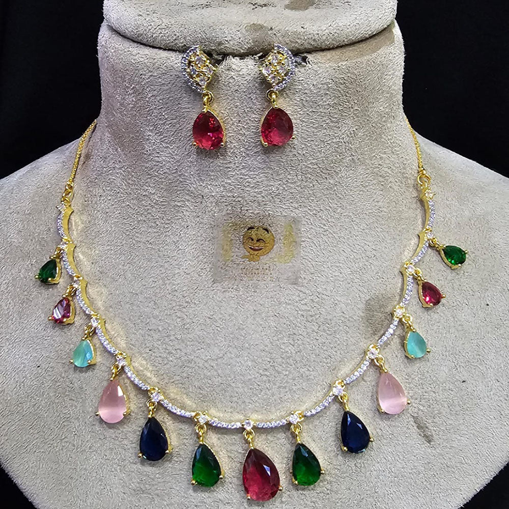 FS Collection Gold Plated Austrian Stone Necklace Set