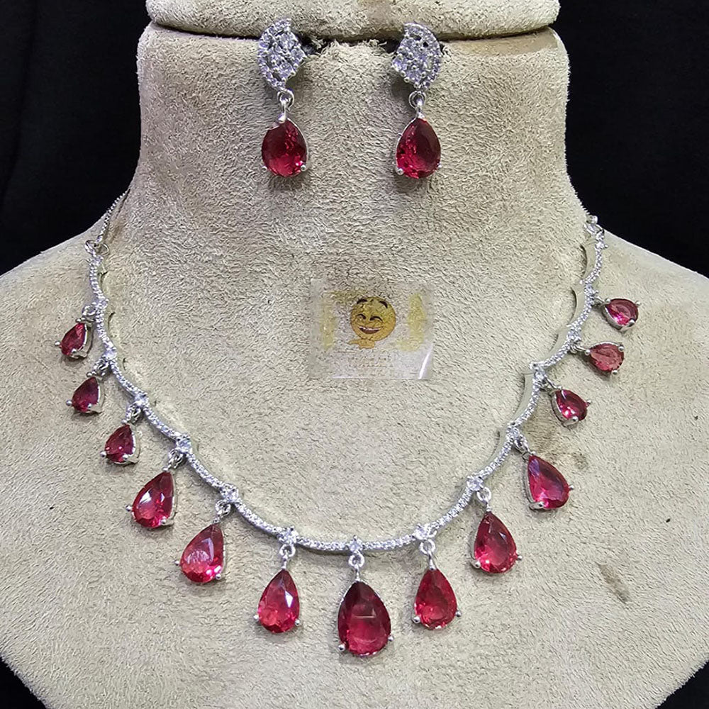 FS Collection Silver Plated Austrian Stone Necklace Set