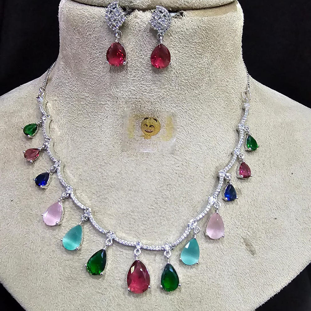 FS Collection Silver Plated Austrian Stone Necklace Set