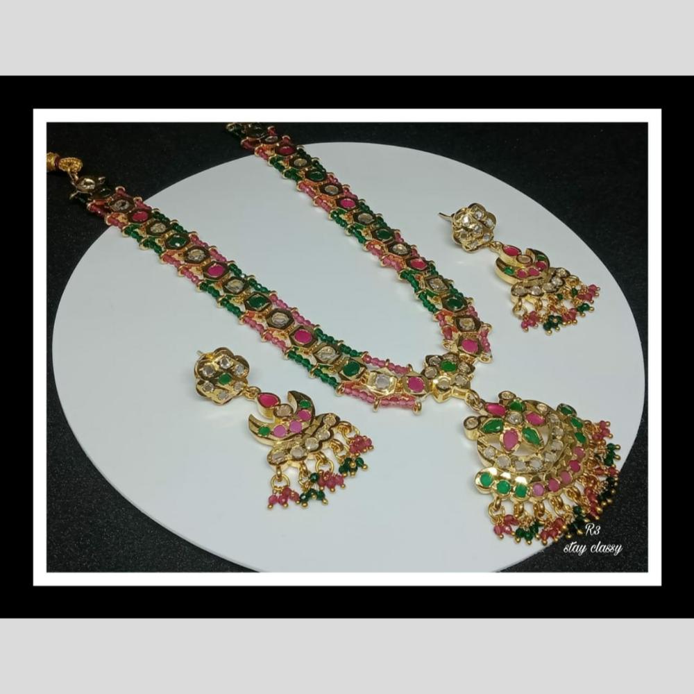 FS Collection Gold Plated Pota Stone Necklace Set