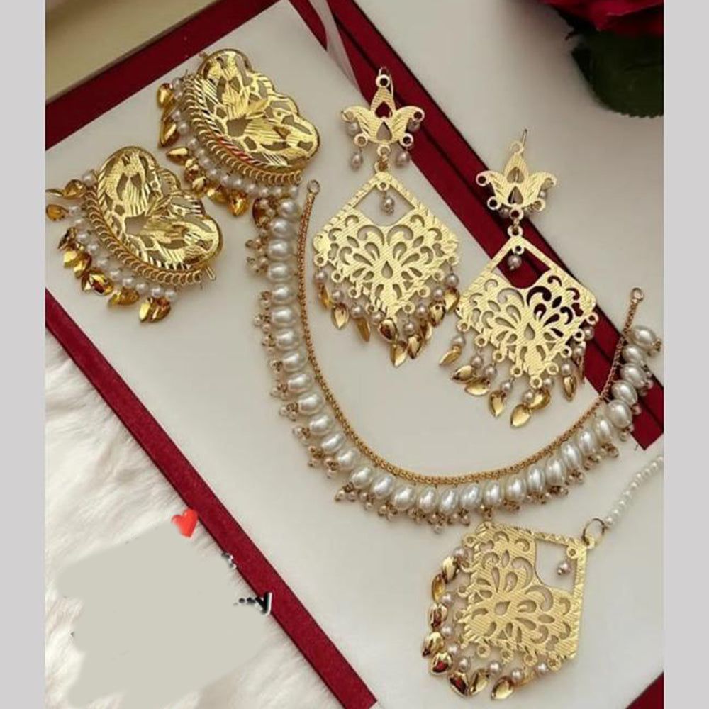 FS Collection Gold Plated Pearl Necklace Set