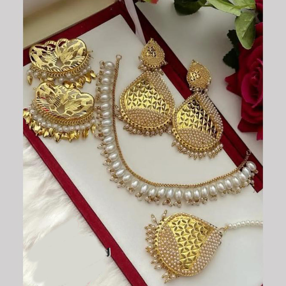FS Collection Gold Plated Pearl Necklace Set
