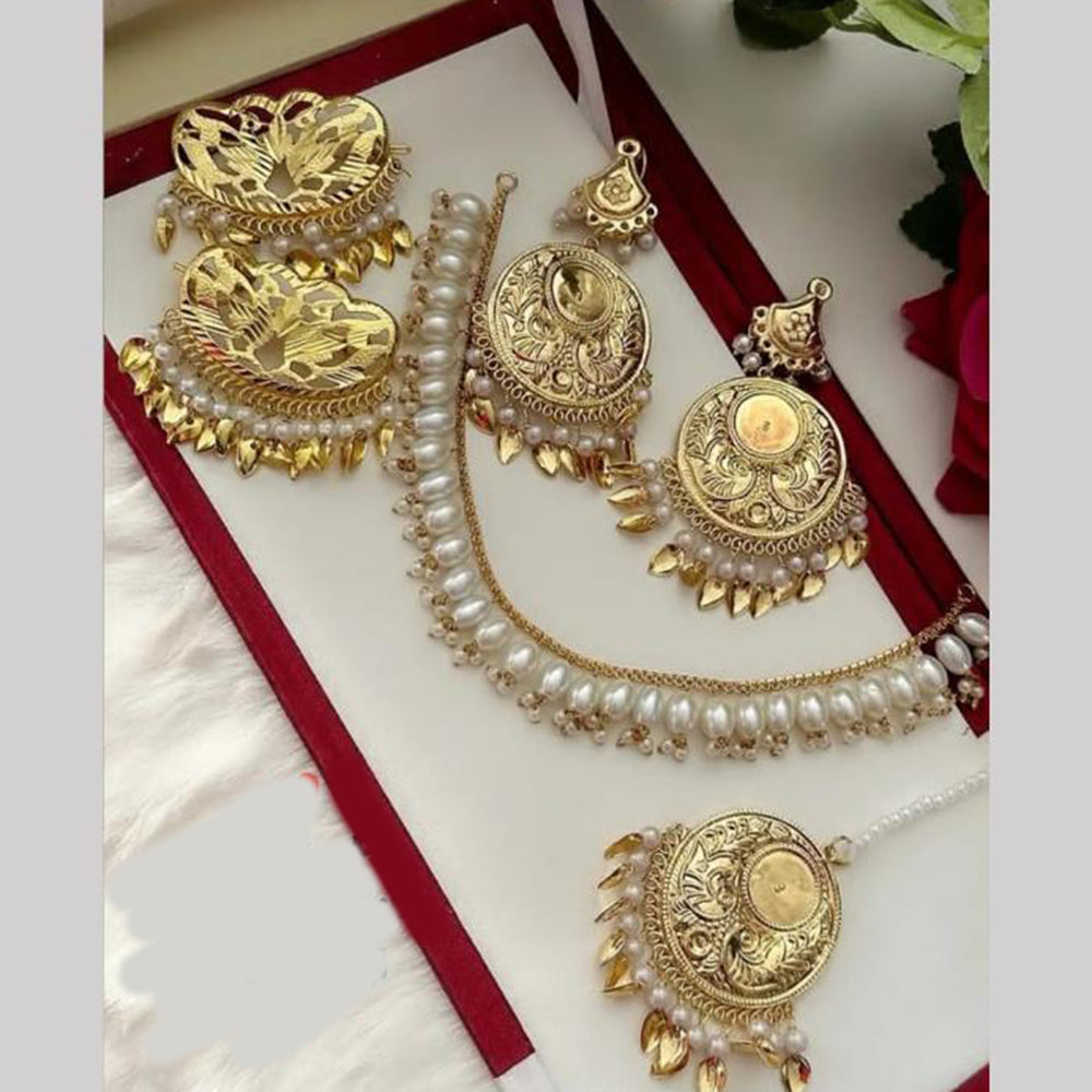 FS Collection Gold Plated Pearl Necklace Set