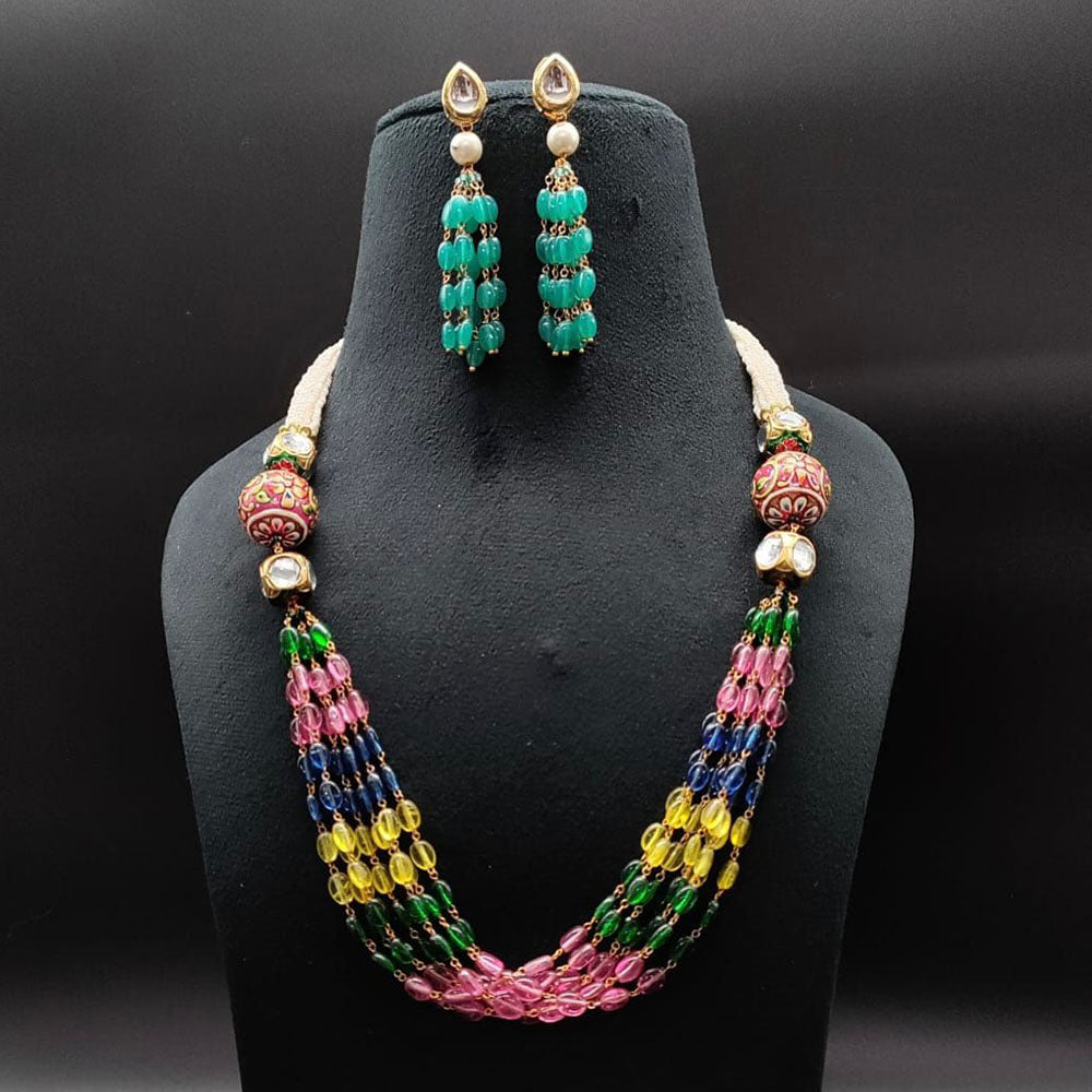 FS Collection Gold Plated Pearls And Beads Necklace Set