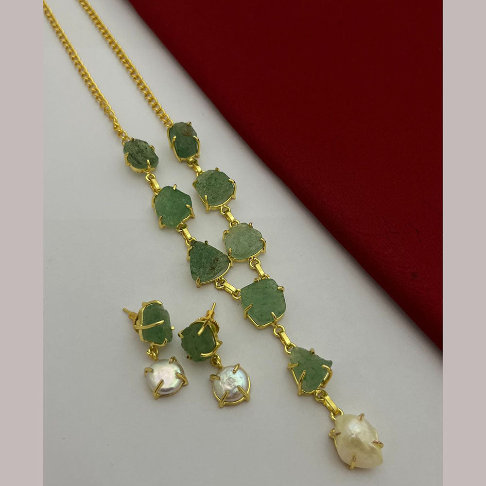 FS Collection Gold Plated Mother Of Pearls Necklace Set