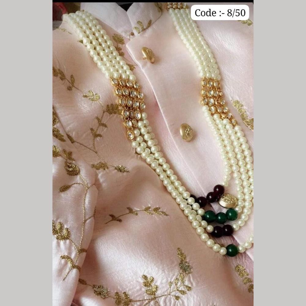 FS Collection Gold Plated Kundan Stone And Pearls Necklace