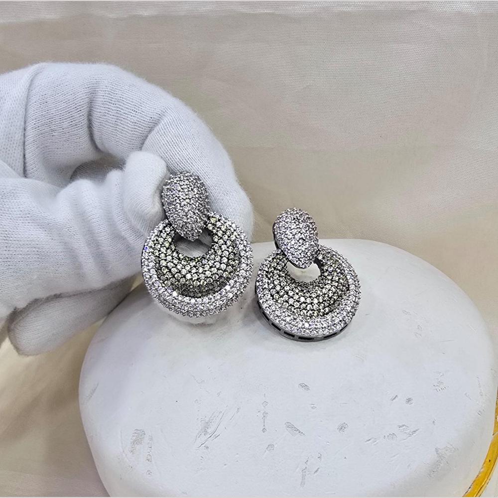 FS Collection Silver Plated Austrian Stone Dangler Earrings