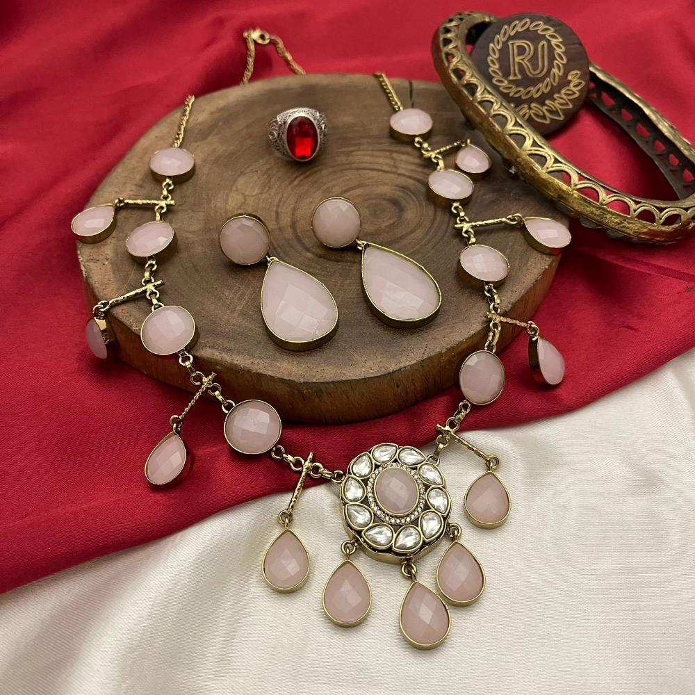 FS Collection Gold Plated Crystal Stone Necklace Set