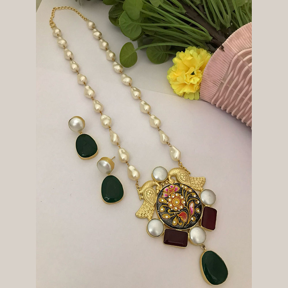 FS Collection Gold Plated Pearl Necklace Set