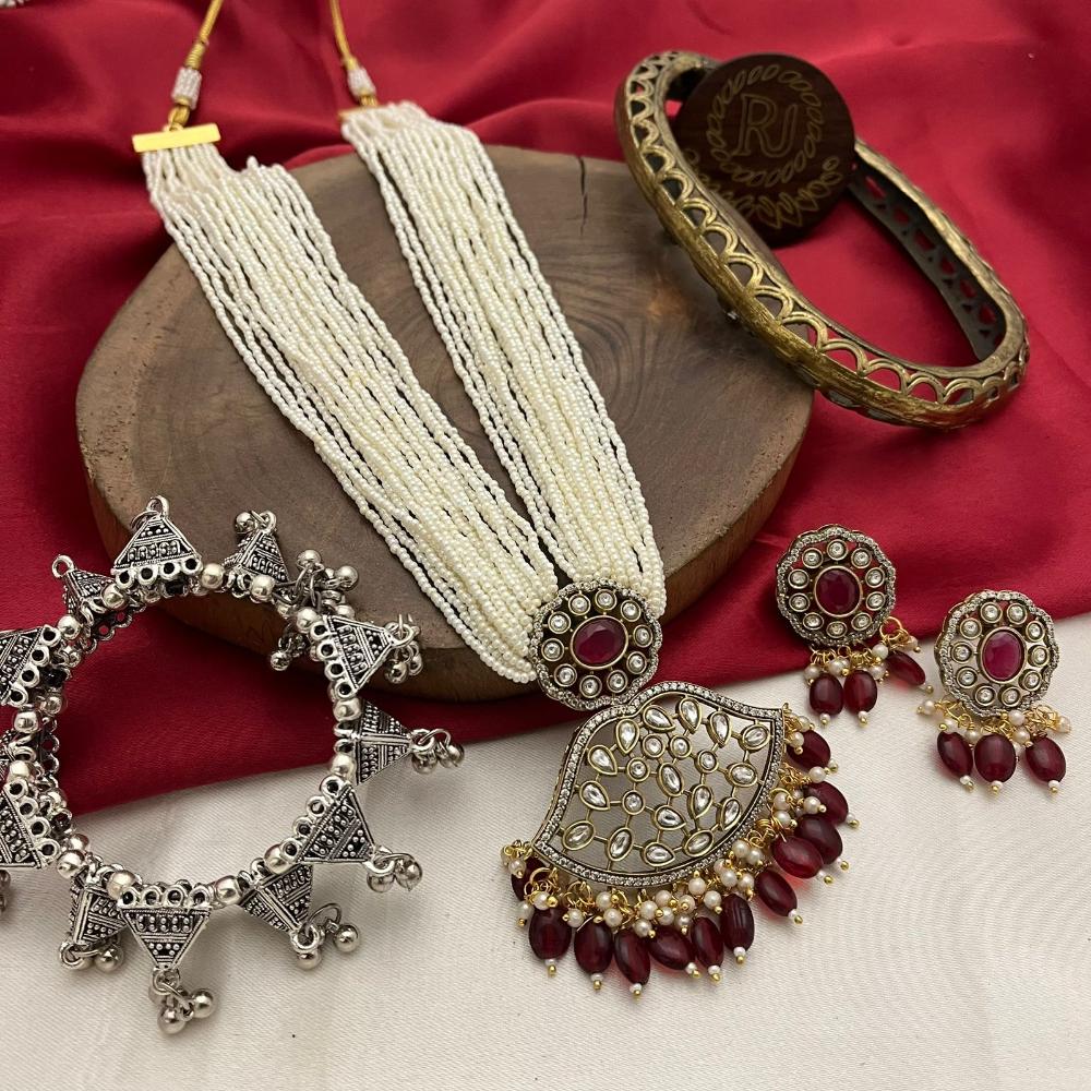 FS Collection Gold Plated Pearl Necklace Set