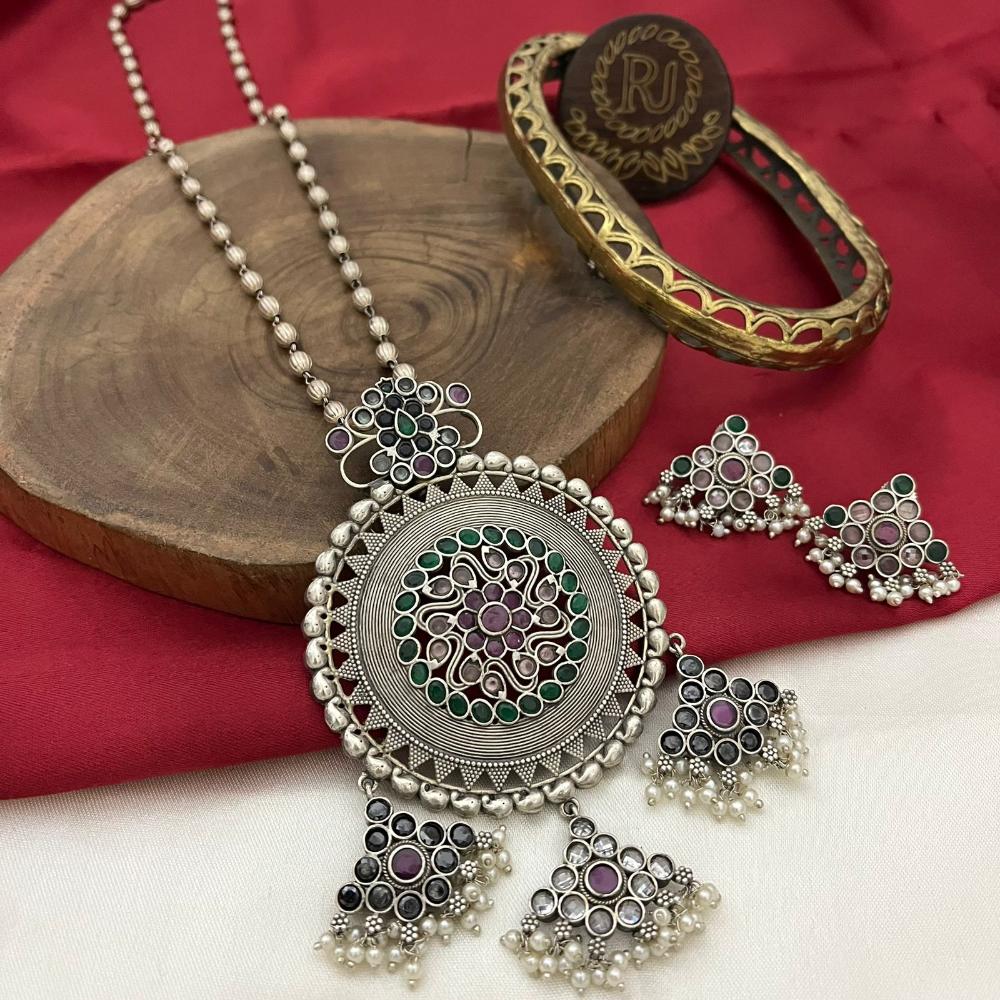 FS Collection Oxidised Plated Necklace Set