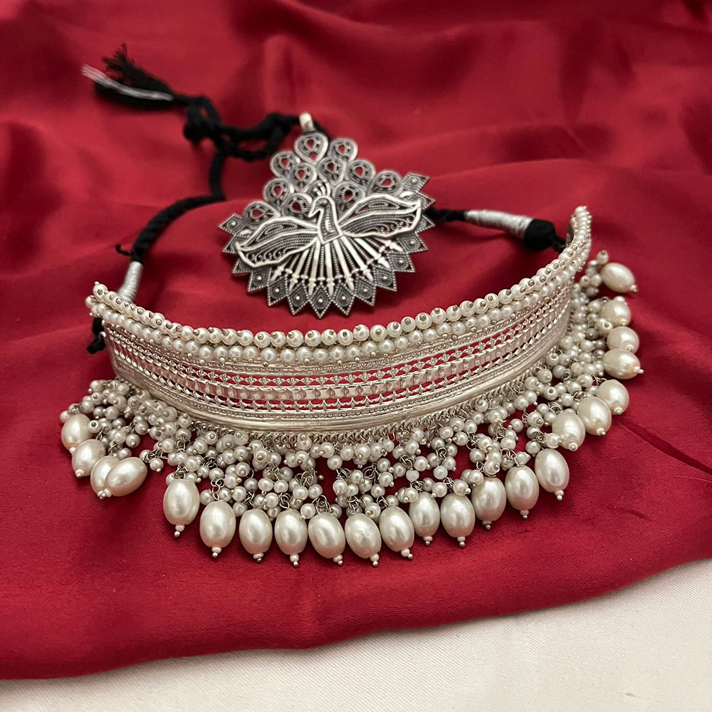 FS Collection Oxidised Plated Necklace Set
