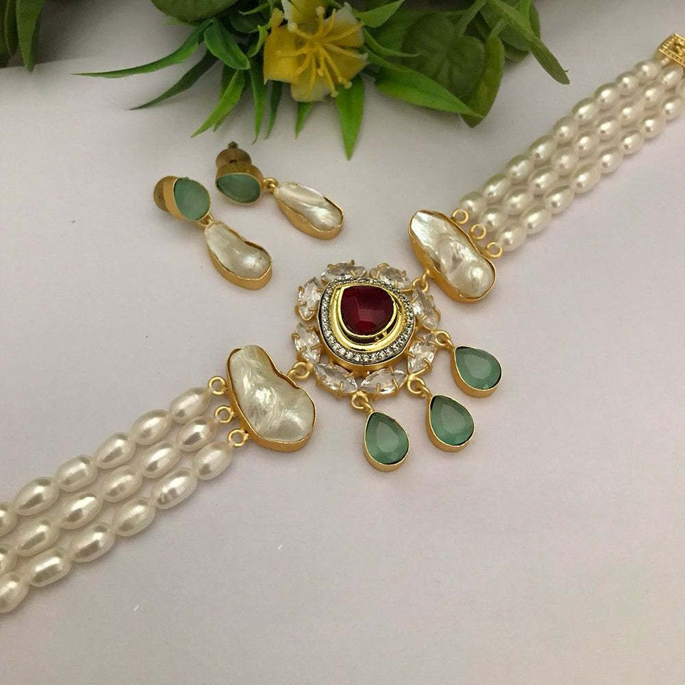 FS Collection Gold Plated Necklace Set