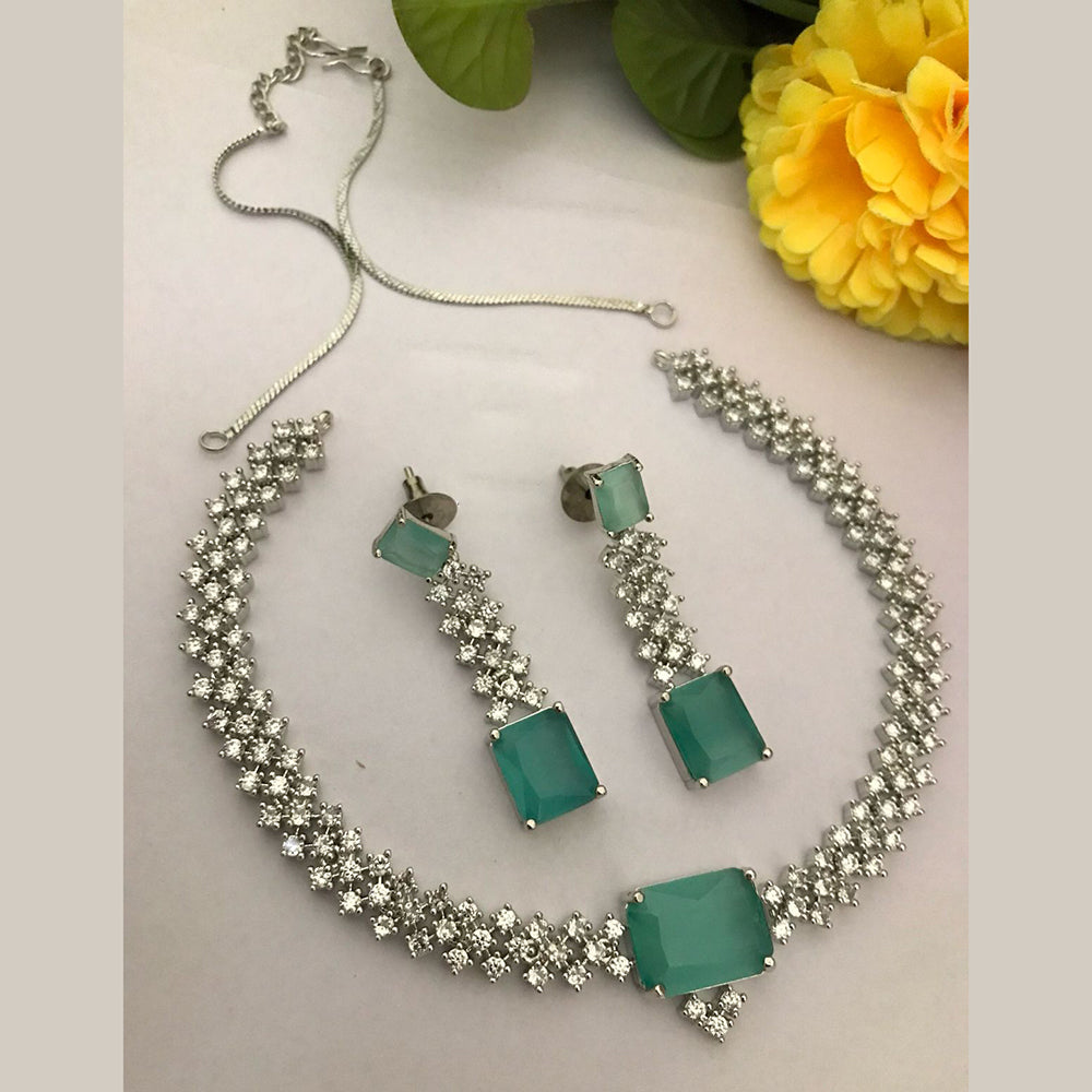 FS Collection Silver Plated American Diamond Necklace Set