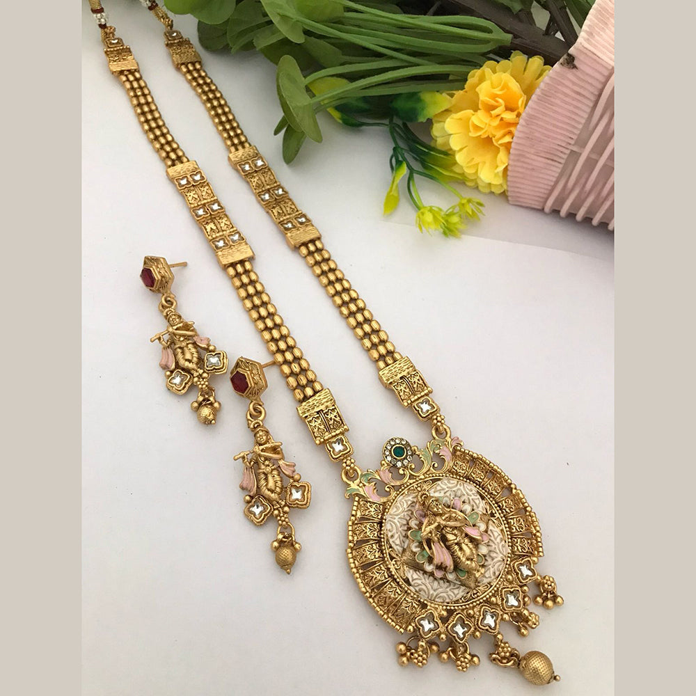 FS Collection Gold Plated Pota Stone Necklace Set