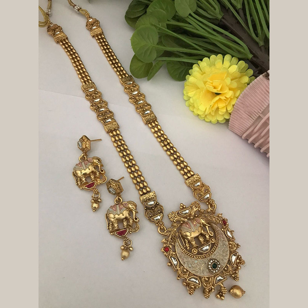 FS Collection Gold Plated Pota Stone Necklace Set